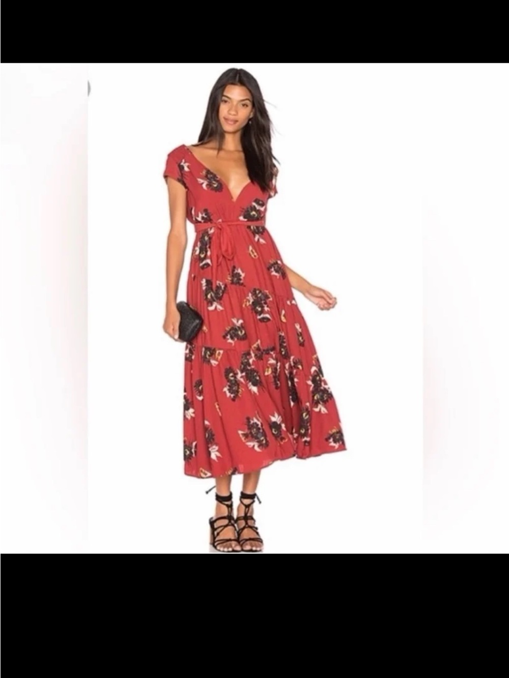 FREE PEOPLE All I Got Printed Maxi Dress In Red Combo size 6